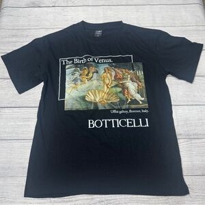 GalArtsy Black Botticelli T-Shirt Size Medium The Birth of Venus